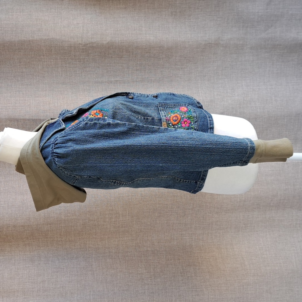 Vintage Y2k 2000s Stuff by Hilary Duff Large Denim Jacket Hood Combo Embroidery - Picture 5 of 17